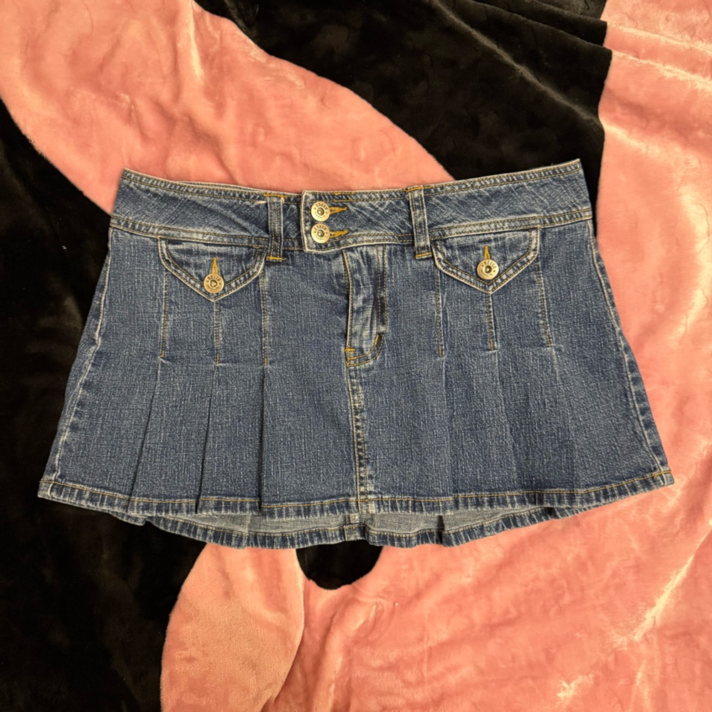 BONGO Blue Denim Pleated Mini Skirt
